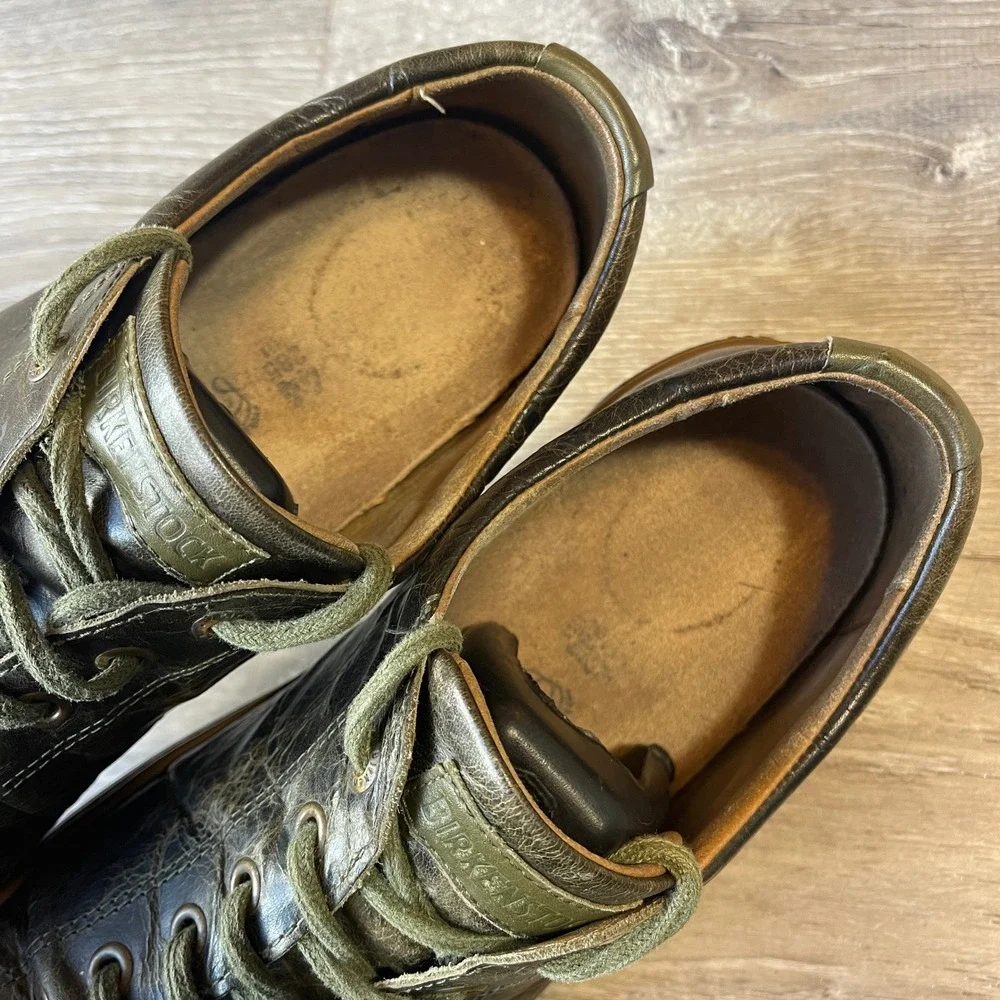 Birkenstock Arran Mens Olive Green Distressed Leather Sneakers 44 L13 M11
